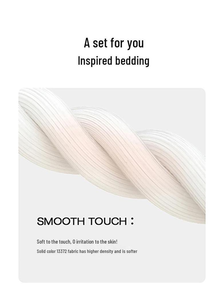 Nordic Minimalist Solid Color Cotton Bed Sheet and Duvet Cover Set (1.5m/1.8m) - Pure Cotton, 200x230 Cm