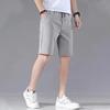 Herren Sommer Shorts Elastischer Kordelzug Taille Gerade Shorts mit weitem Bein Taschen Design Eisseide Einfarbig Sport Shorts