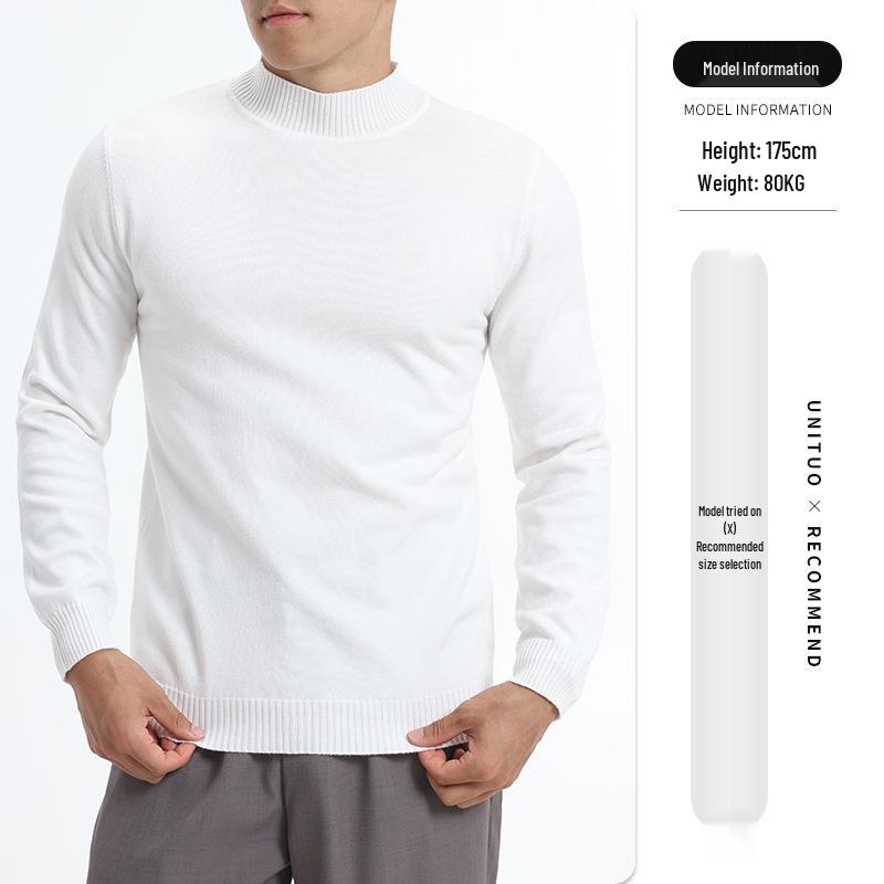 Men s High-Quality Half-High Collar Long Sleeve Warm Knit Pullover L