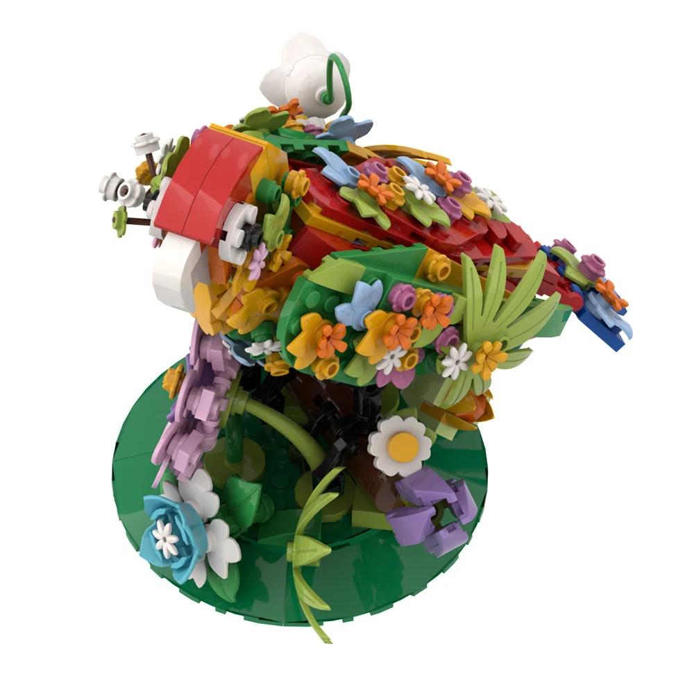 Gobricks MOC Creative Flowers Brid Bricks Parrot Cockatiel Peacock Seagull Vultures Constructing Blocks Plaything Gift