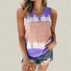 Women's Fashion Summer Loose Crewneck Temperament Short Sleeve Tie-dye Printed Vest Top