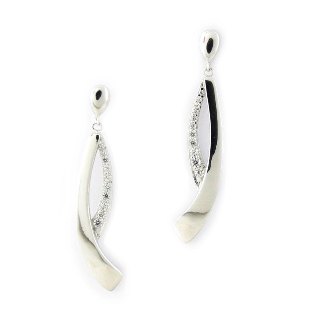Les Trésors De Lily [L7685] - White 'Sissi' Silver Earrings