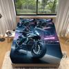 Motorcycle Fitted Sheets,Sport Motocorss Pattern Microfiber Bed Sheets with Pillowcover,bed Sheets for Up To 25-30 Cm Mattress