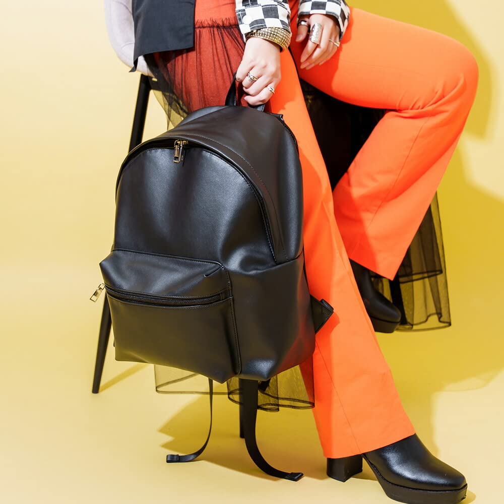 Quadratischer Rucksack Outdoor Groß Leicht Rucksack Einfach Schlicht Rückenreißverschluss Große Kapazität A4 Schwarz Kostenlos [Gerät+] Damen Herren