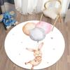 Cartoon Rabbit Girl Animal Flowers Round Carpet Cute Bunny Mouse Circle Rug Home Bedroom Living Room Floor Mat Chair Pad Doormat