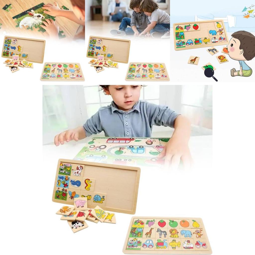 Gefrorenes Holzpuzzlebrett mit Tier- und Früchtethemen für Kleinkinder Inklusive Figuren