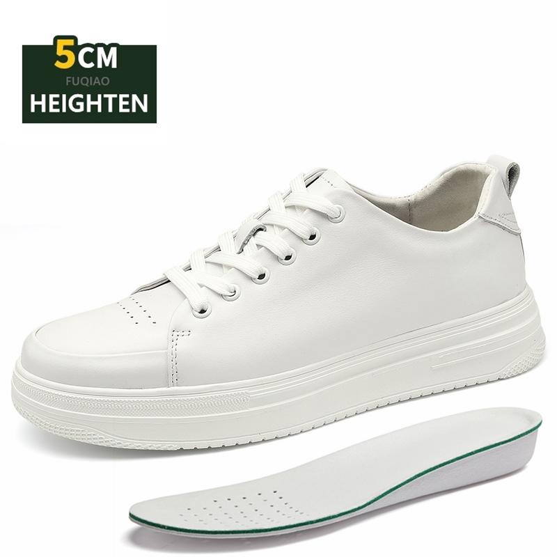 Fashion New Summer Men's Sneakers Elevator Shoes Heightening Height Increase Insole 5CM High Heels Shoes Leather Sport Shoes Men Shoes