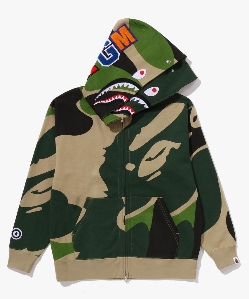 Felpa con cappuccio Mega Abc Camo Double Shark Vestibilità Relaxed con zip intera (M) verde