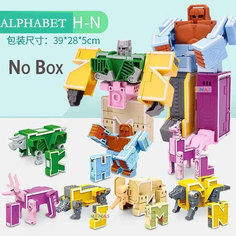 26 letras A-Z Alfabeto Animal Dinossauro Guerreiro Figuras de Ação de Deformação Robô de Transformação Brinquedos Para Crianças Presente Brinquedos