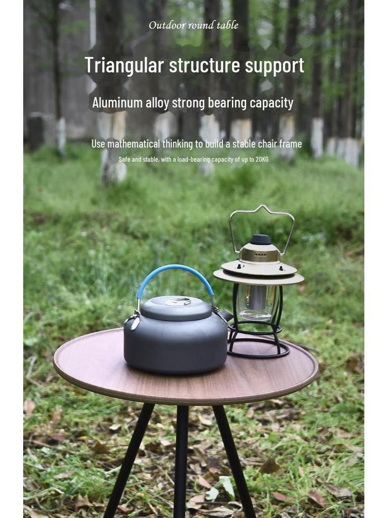 Přenosný skládací kempingový stůl se stativem - lehký kulatý konferenční stolek pro venkovní použití