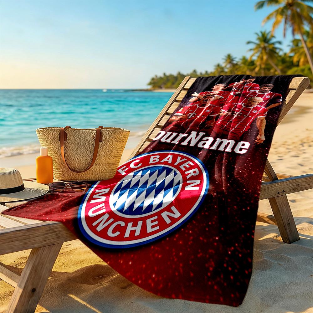 Bayern Munich Personalized Name Beach Towel Super Soft Microfiber Quickdry Fabric Suitable for Sports Travel Swimming Yoga Bathroom Beach And Pool
