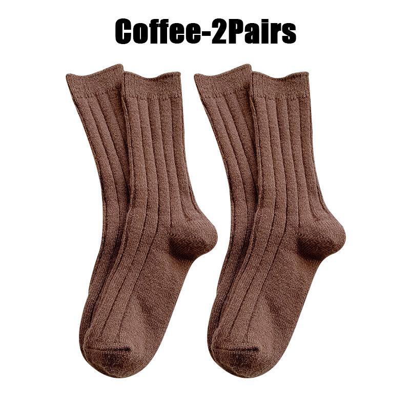 Chaussettes thermiques longues en laine de cachemire pour femme, épaisses et chaudes, mode japonaise, Harajuku, couleur unie, nouvelle collection hiver