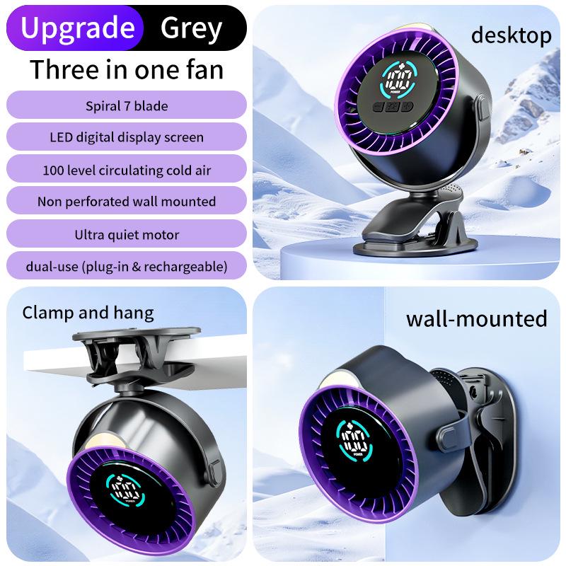 2026 USB Rechargeable Transparent Desktop Fan - Silent, 100-Speed, Compact Design