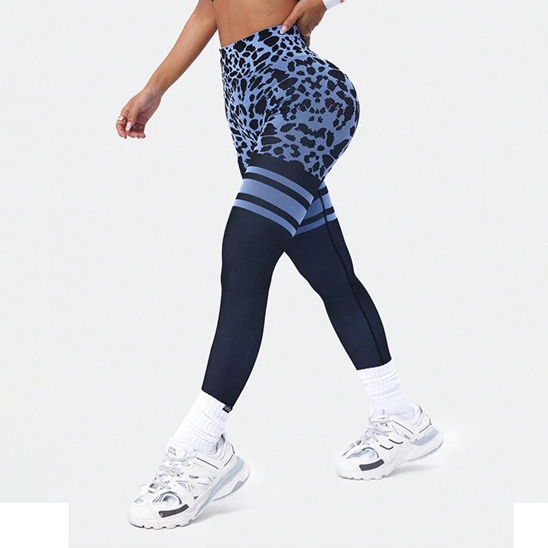 Women's High-Waisted Leopard Print Yoga Pants: Seamless, Butt-Lifting, Tummy-Control, Fit for Fitness and Sports, Wearable Outdoors.