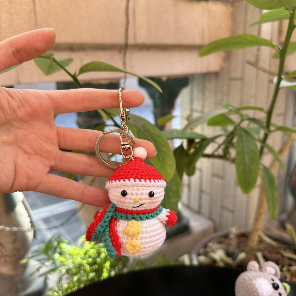 Handmade wool crocheted cartoon sunny day doll dog pig sheep chicken fox rabbit animal diy doll head key chain bag decoration