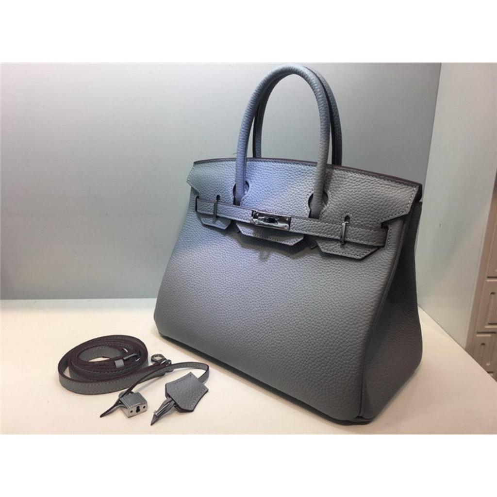 26 Genuine Leather Women's Bag Silver Buckle Lychee Pattern Top Layer Cowhide 25cm/30cm Manufacturer