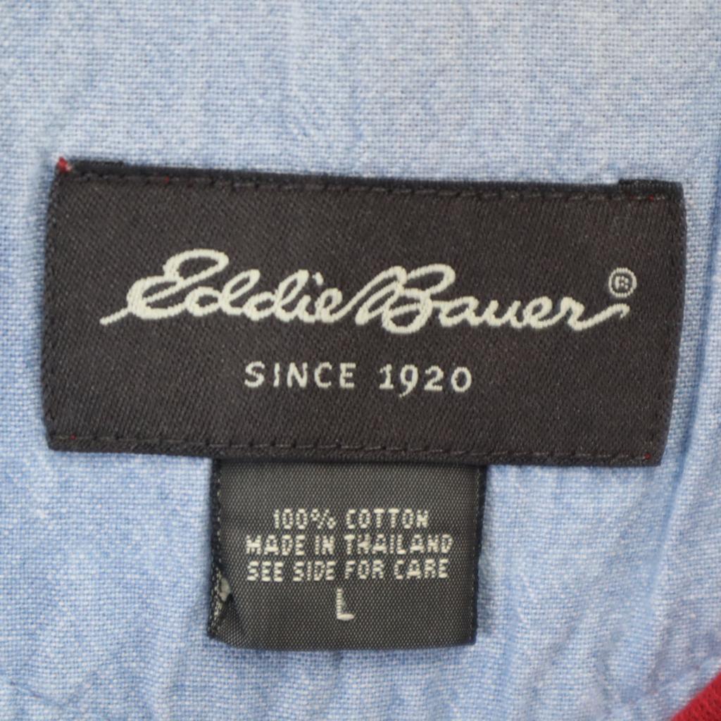 EDDIE BAUER Polohemd mit Bordürenmuster, Kurzarm, L, Piquéstoff, Herren, Gebraucht