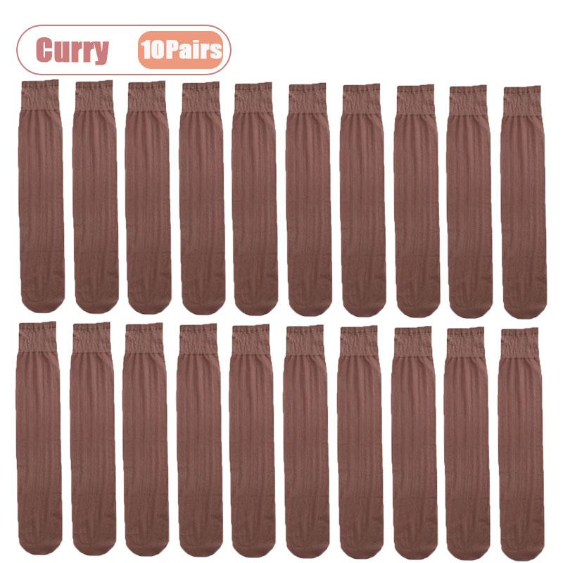 1-10Pairs Women‘s Sheer Knee High Stockings Translucent Socks for Spring and Summer Invisible Office Daily Wear