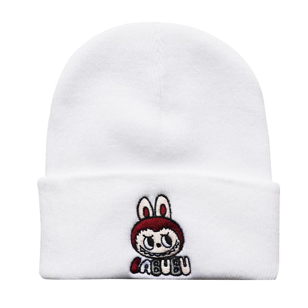 Autumn and winter trendy cartoon knitted hats for men and women labubu Embroidered student knit hat, warm hat