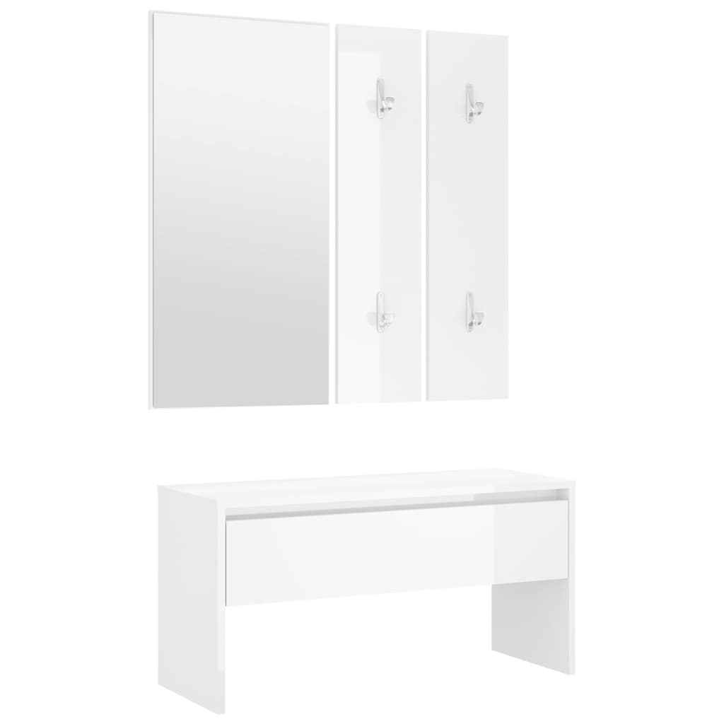 Vidaxl Hallway Furniture Set, White, Wood-Based Material