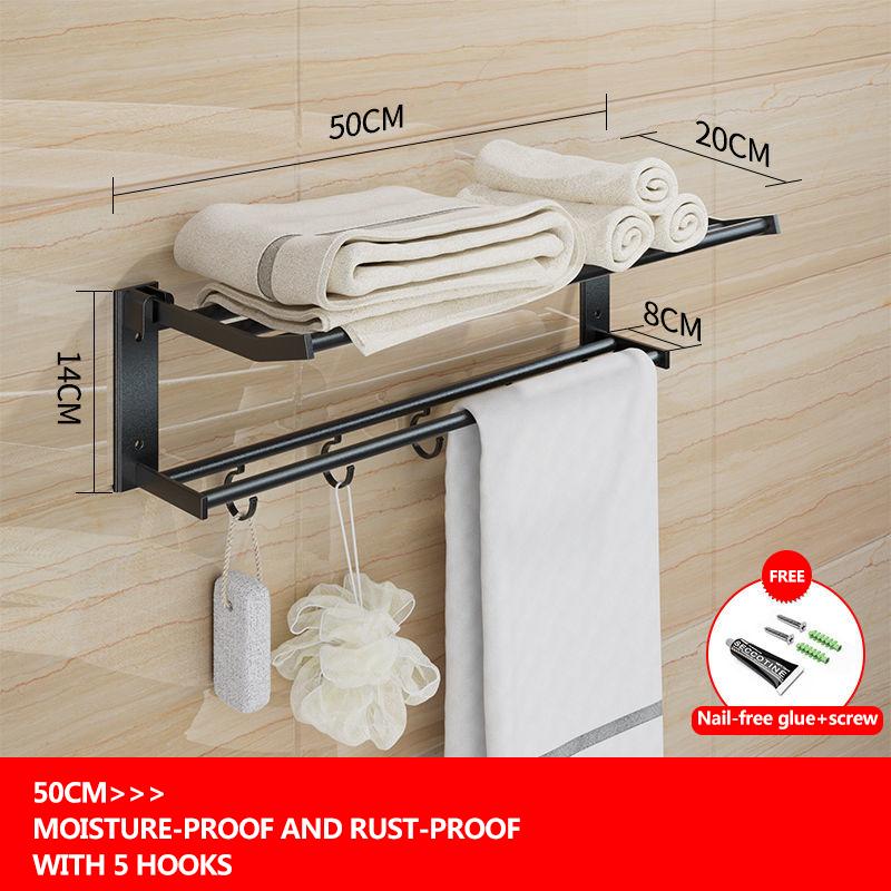 Bathroom Towel Rack Bath Towel Rack Perforation-free Storage Shelf Kitchen Organizer Bathroom Toiletries Storage Rack