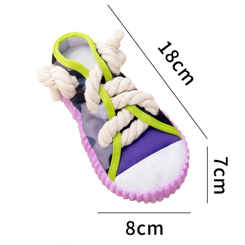 

Cotton rope knotted dog toy canvas shoe design teeth grinding and cleaning pet toy to relieve boredom фіолетовий