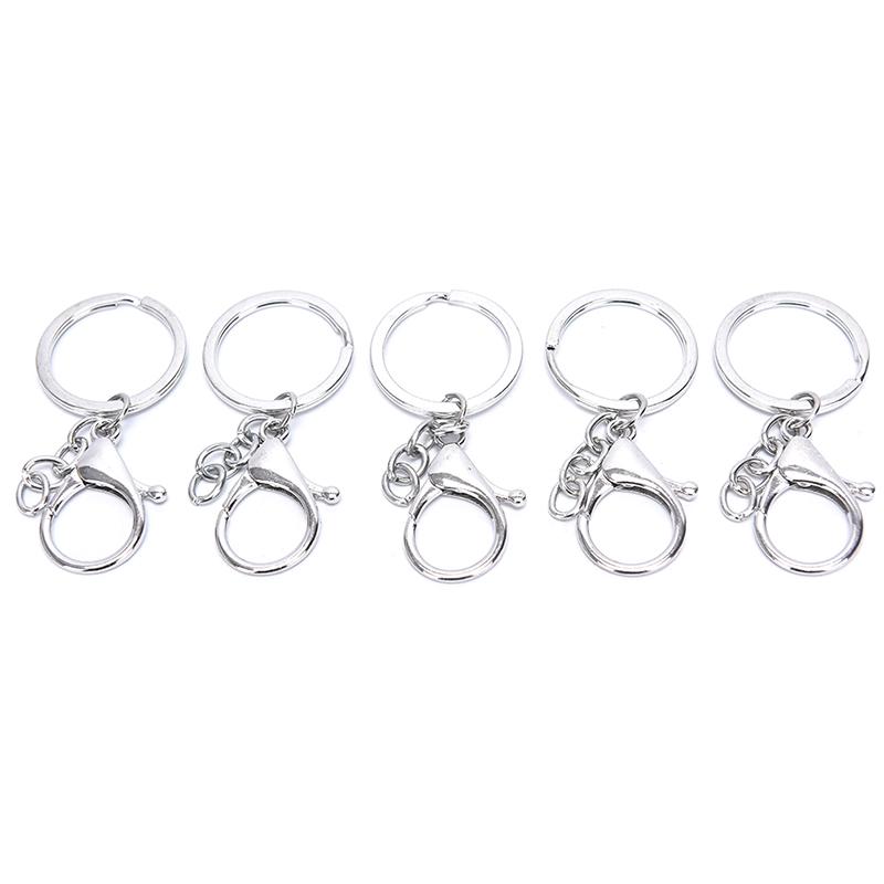 10Pcs Big Lobster Clasp Hooks Keychain Split Ring Short Chain Key Ring Diy