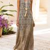 GMXIA Summer Spring Printed Women's Dress Bohemian Holiday Sleeveless Patchwork Dress