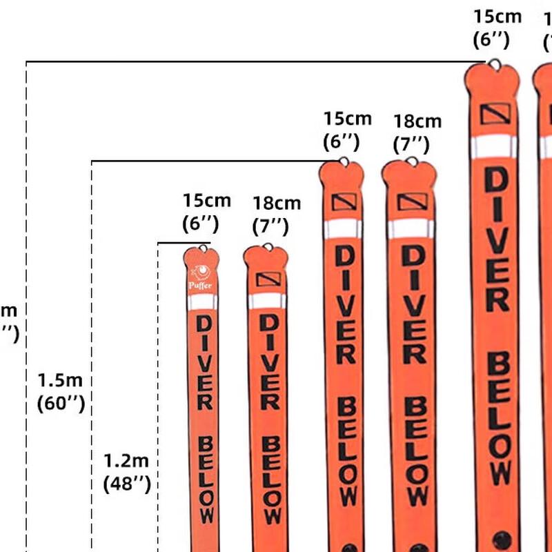 HOTDIVE 1.2m Reflective Nylon Inflatable Dive SMB