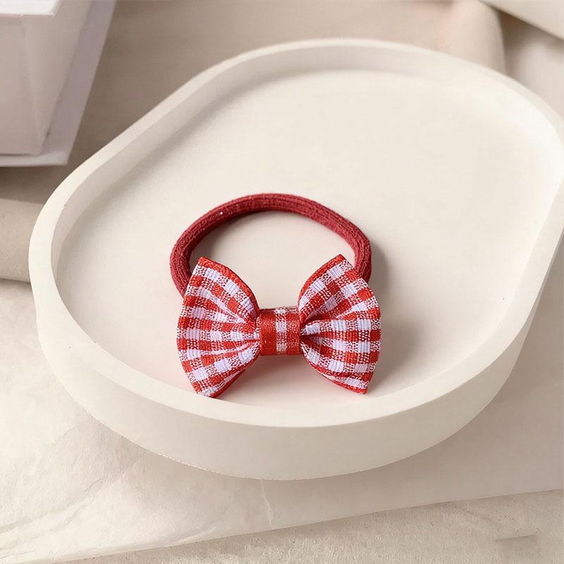 Non-damaging Little Red Flower Elastic Hair Tie for Girls - Ponytail Rubber Band & Headwear