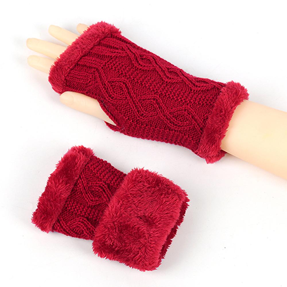 

Теплые плюшевые перчатки, утепленные трикотажные перчатки, защита запястий, осенние и зимние, открытые шерстяные накладные рукава с пальцами