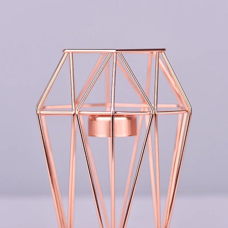 Polygonal Geometry Iron Candlestick Handicraft Simple Aromatherapy Candle Base Metal Ornaments Candlestick Container Hogar