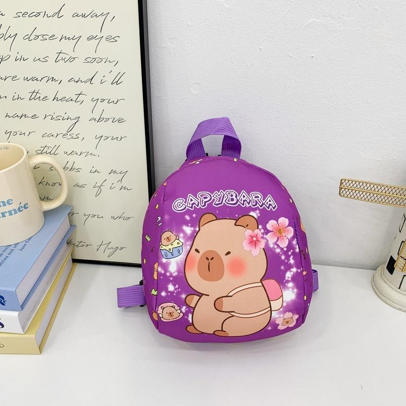 Pattern Capybara Kids Backpack With Cartoon Print Schoolbag Breathable Gift
