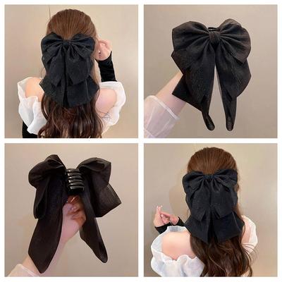 2025 neue Koreanische Big Size Bogen Haar Clip Klaue Clamp Frauen Hohe Pferdeschwanz Mädchen Zubehör Headwea N1N3