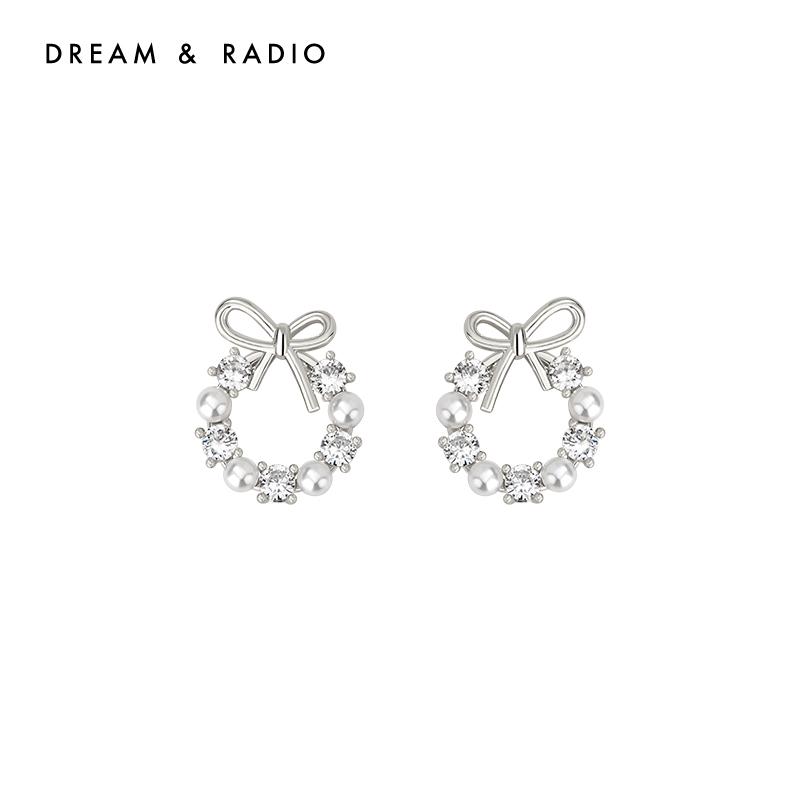 Französisch Elegant Mikro Set Zirkon Schleife Perlenanhänger Ohrringe 2024 Neues Design Zirkon für Damen Mädchen Mode Ohrschmuck