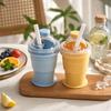 Tasse Pliante pour Glaçons avec Paille, Silicone de Qualité Alimentaire Réutilisable pour l'Été en Plein Air