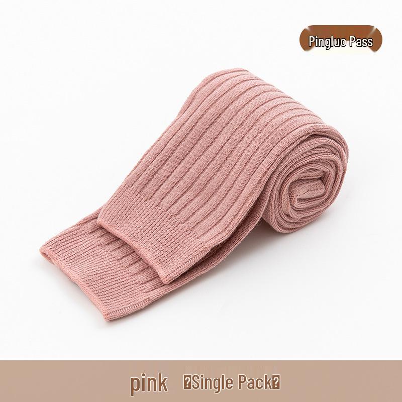 

Spring/Fall Princess Baby Leggings: Solid Color Vertical Stripe Tights XL (Height 100-110cm)
