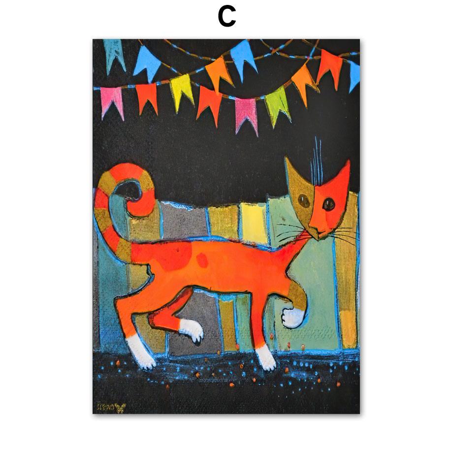 The Garden of Cats Wall Art Mural Abstract Canvas Painting Vintage Nordic Posters And Prints Wall Pictures For Living Room Decor