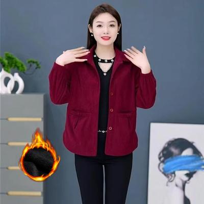 Cordjacke Herbst und Winter Plus Samt Damen Locker Mode Lässige Jacke