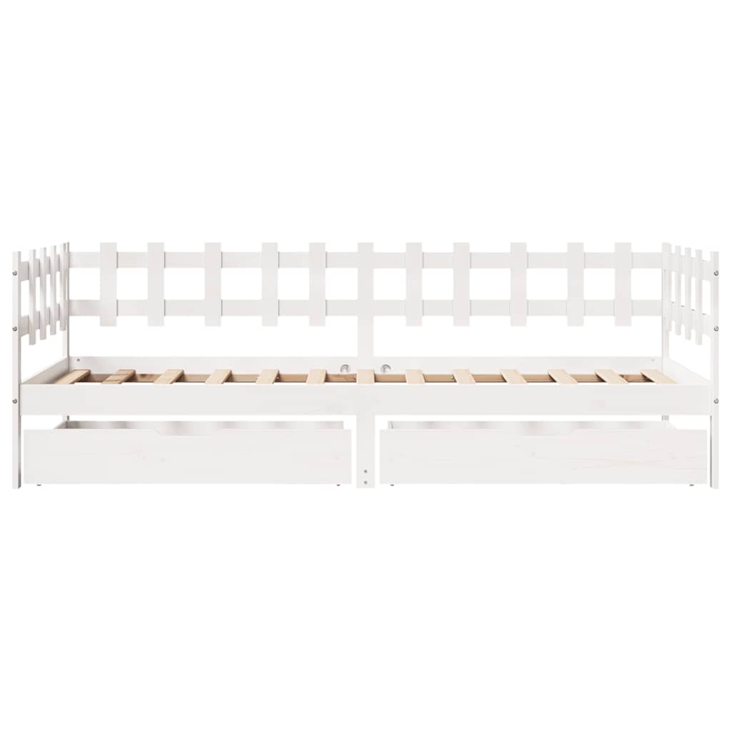 Daybed with Drawers White 90x200 cm Pine Wood