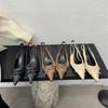 2025 Spring and Autumn New Light Mouth Pointed Head Thin Heel Medieval Shoes Bow Single Shoes with Color Matching Thin Heel