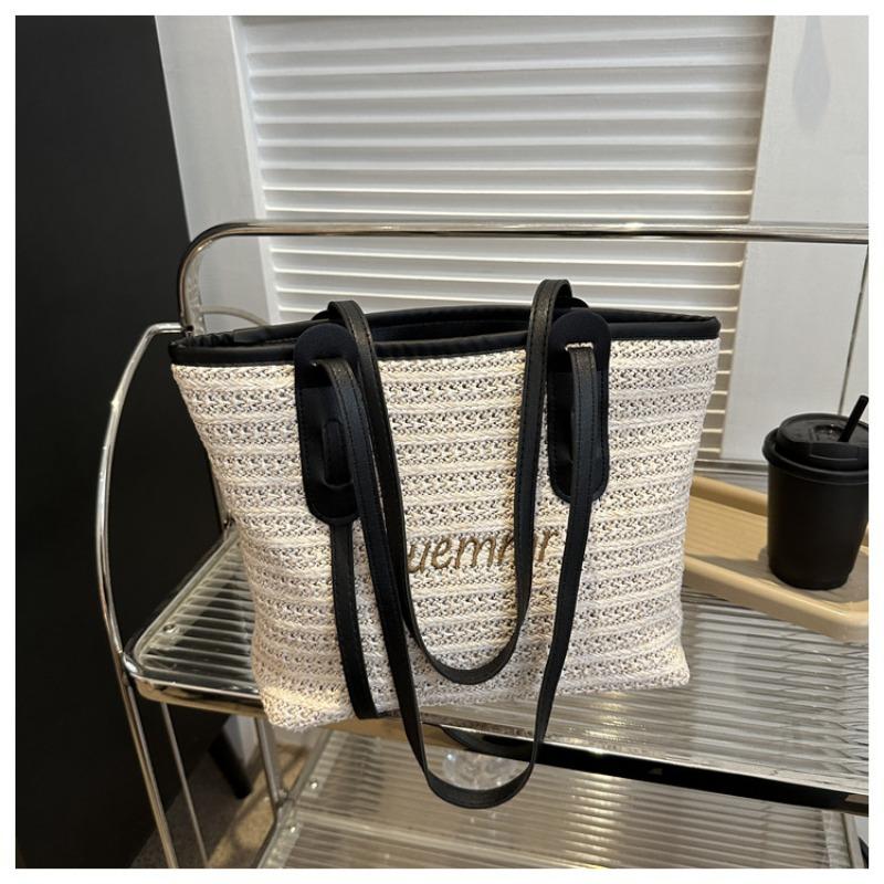 

Плетеная сумка-ведро через плечо большой вместимости Новая пляжная сумка для отпуска Простая сумка-тоут для городских поездок