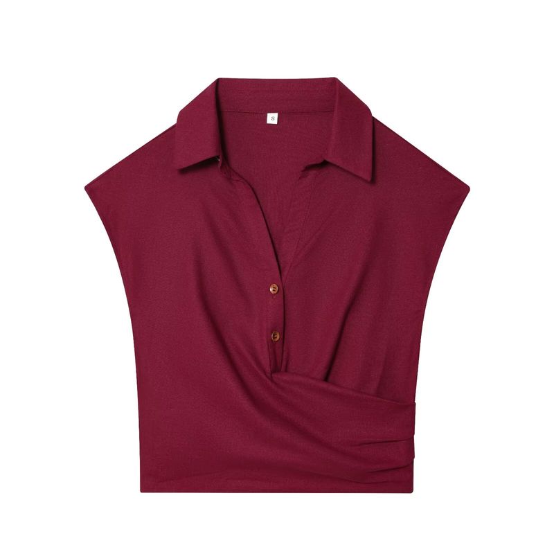 Kaslead New Women Clothes Western Style Blended Double Placket Top Casual Shorts 8026709 8249709