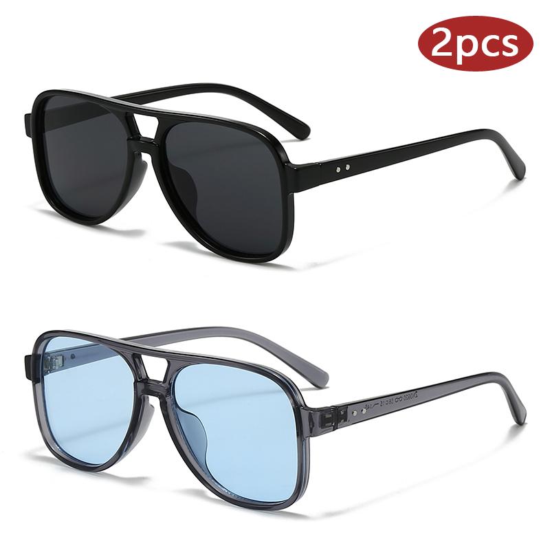 

2Pcs Trendy Rectangle Sunglasses Woman Fashion Brand Sun Glasses Female Candy Colors Mirror Eyewear Brand Designer