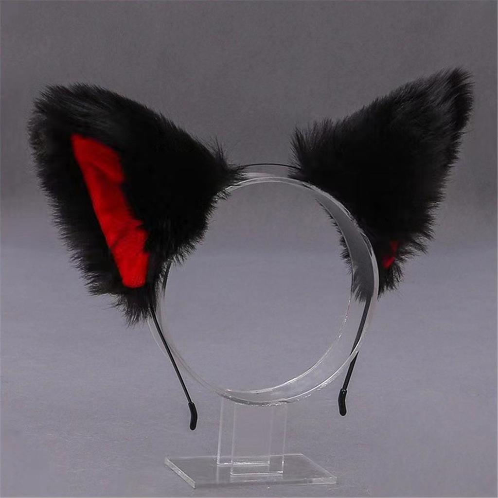 Diadema y pinzas con orejas de animales: Gato, zorro, perro lobo con cascabeles: accesorios para el cabello de cosplay para mujeres.