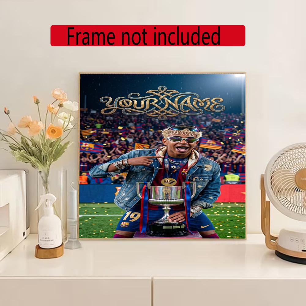 Lamin Yamal Customize Your Name Diamond Painting Round Diamond Rhinestones Mosaic Diamond Embroidery Wall Paintings Rhinestones Gift Frameless