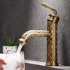 Antique Bathroom Faucet Brass Carved Lavotory Faucet Bathroom Basin Faucet Copper Tap Rotate Hot & Cold Water Mixer Tap Crane