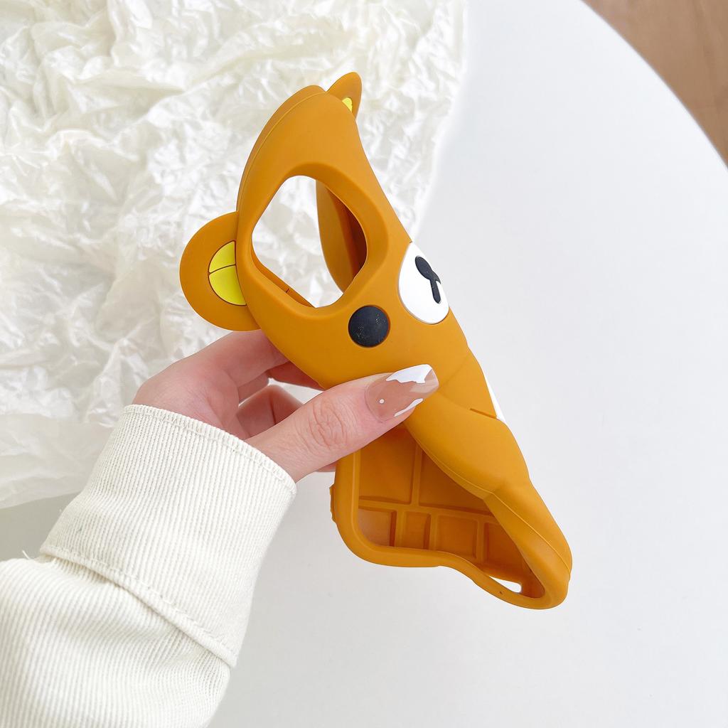 Rilakkuma Bear Silicone Soft Cover Case For iPhone 16 15 14 13 12 11 Pro Max Mini Plus Xs XR 6 7 8 Plus