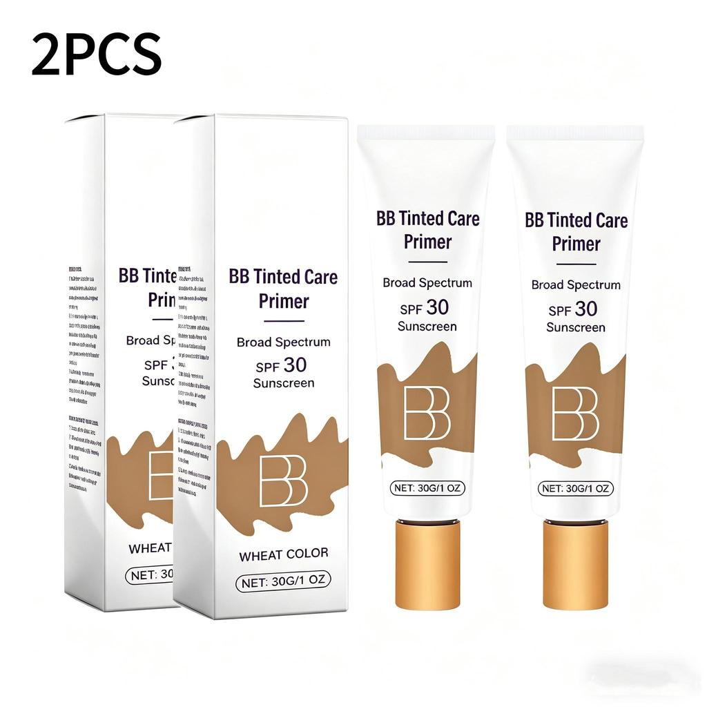 AMZ Moisturizer BB Cream Wheat Color With Niacinamide Vitamin E Jojoba Oil For Daily Protection Even Skin Tone Hydrating Makeup Base 30g