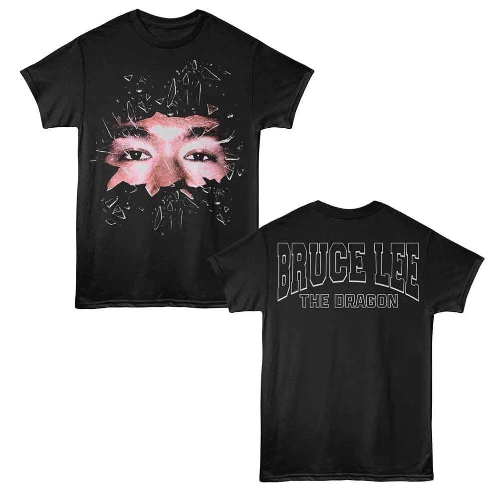 Bruce Lee - Shattered Glass - 2-Sided Print Adult Solid T-Shirt - Black XS